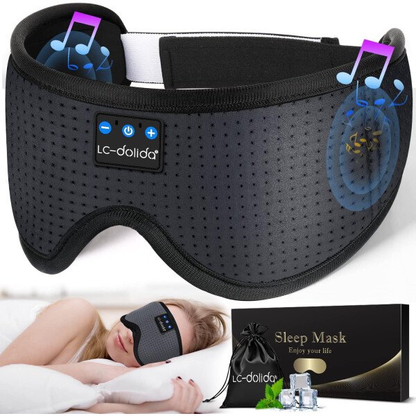 LC-dolida Auriculares para dormir, máscara de dormir 3D Bluetooth inalámbrica con música, audífonos para dormir de lado, máscara de dormir con auriculares Bluetooth altavoces estéreo ultrafinos - Image 23
