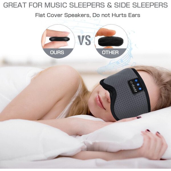 LC-dolida Auriculares para dormir, máscara de dormir 3D Bluetooth inalámbrica con música, audífonos para dormir de lado, máscara de dormir con auriculares Bluetooth altavoces estéreo ultrafinos - Image 25