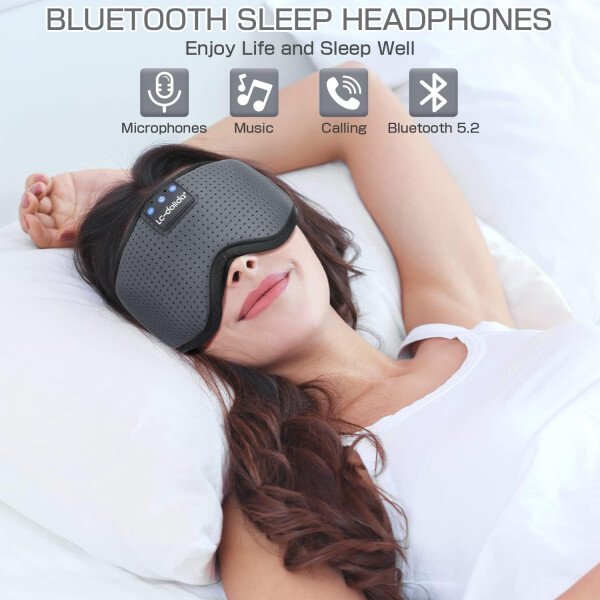 LC-dolida Auriculares para dormir, máscara de dormir 3D Bluetooth inalámbrica con música, audífonos para dormir de lado, máscara de dormir con auriculares Bluetooth altavoces estéreo ultrafinos - Image 26