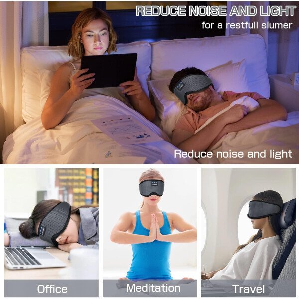 LC-dolida Auriculares para dormir, máscara de dormir 3D Bluetooth inalámbrica con música, audífonos para dormir de lado, máscara de dormir con auriculares Bluetooth altavoces estéreo ultrafinos - Image 28