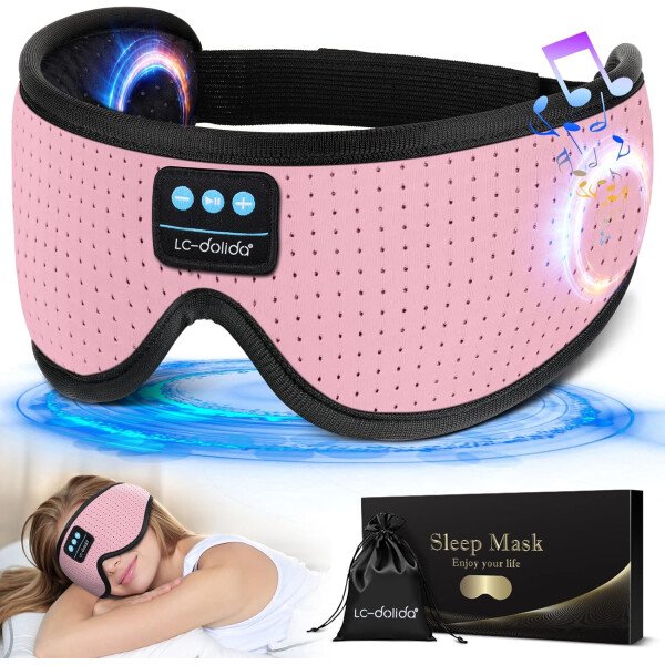 LC-dolida Auriculares para dormir, máscara de dormir 3D Bluetooth inalámbrica con música, audífonos para dormir de lado, máscara de dormir con auriculares Bluetooth altavoces estéreo ultrafinos - Image 29