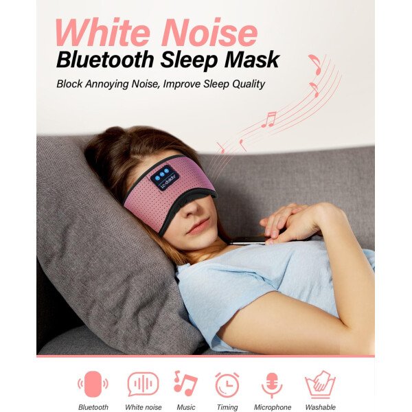 LC-dolida Auriculares para dormir, máscara de dormir 3D Bluetooth inalámbrica con música, audífonos para dormir de lado, máscara de dormir con auriculares Bluetooth altavoces estéreo ultrafinos - Image 33