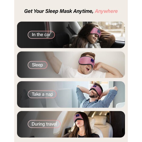 LC-dolida Auriculares para dormir, máscara de dormir 3D Bluetooth inalámbrica con música, audífonos para dormir de lado, máscara de dormir con auriculares Bluetooth altavoces estéreo ultrafinos - Image 36