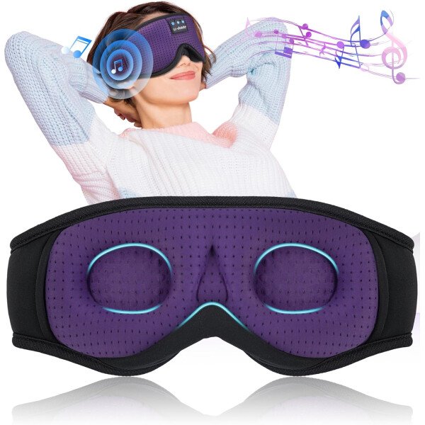 LC-dolida Auriculares para dormir, máscara de dormir 3D Bluetooth inalámbrica con música, audífonos para dormir de lado, máscara de dormir con auriculares Bluetooth altavoces estéreo ultrafinos - Image 37
