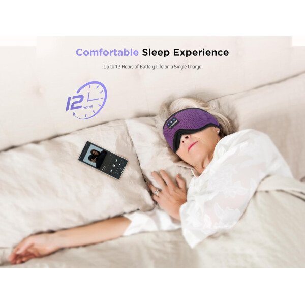 LC-dolida Auriculares para dormir, máscara de dormir 3D Bluetooth inalámbrica con música, audífonos para dormir de lado, máscara de dormir con auriculares Bluetooth altavoces estéreo ultrafinos - Image 43
