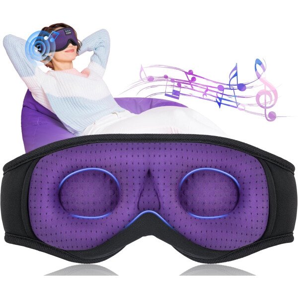 LC-dolida Auriculares para dormir, máscara de dormir 3D Bluetooth inalámbrica con música, audífonos para dormir de lado, máscara de dormir con auriculares Bluetooth altavoces estéreo ultrafinos - Image 44