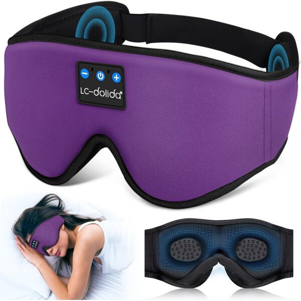 LC-dolida Auriculares para dormir, máscara de dormir 3D Bluetooth inalámbrica con música, audífonos para dormir de lado, máscara de dormir con auriculares Bluetooth altavoces estéreo ultrafinos - Image 45
