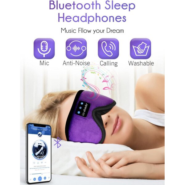 LC-dolida Auriculares para dormir, máscara de dormir 3D Bluetooth inalámbrica con música, audífonos para dormir de lado, máscara de dormir con auriculares Bluetooth altavoces estéreo ultrafinos - Image 48