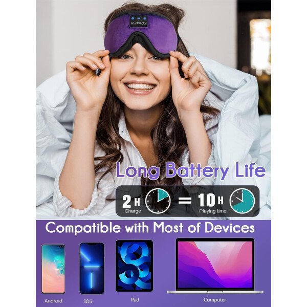 LC-dolida Auriculares para dormir, máscara de dormir 3D Bluetooth inalámbrica con música, audífonos para dormir de lado, máscara de dormir con auriculares Bluetooth altavoces estéreo ultrafinos - Image 49