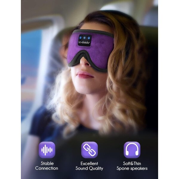 LC-dolida Auriculares para dormir, máscara de dormir 3D Bluetooth inalámbrica con música, audífonos para dormir de lado, máscara de dormir con auriculares Bluetooth altavoces estéreo ultrafinos - Image 50