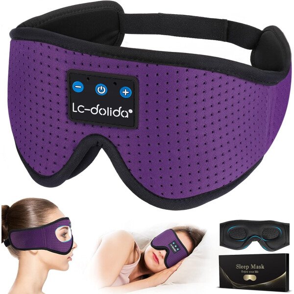 LC-dolida Auriculares para dormir, máscara de dormir 3D Bluetooth inalámbrica con música, audífonos para dormir de lado, máscara de dormir con auriculares Bluetooth altavoces estéreo ultrafinos - Image 51