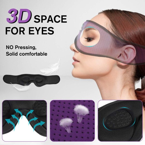 LC-dolida Auriculares para dormir, máscara de dormir 3D Bluetooth inalámbrica con música, audífonos para dormir de lado, máscara de dormir con auriculares Bluetooth altavoces estéreo ultrafinos - Image 52