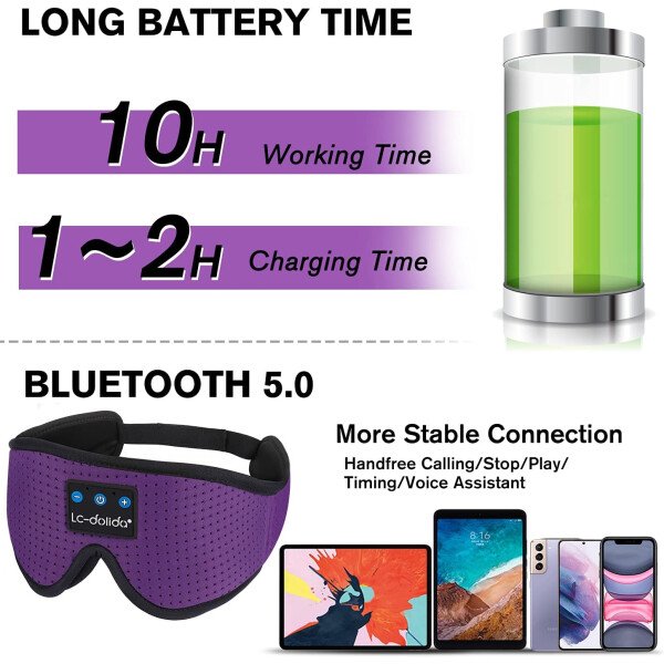 LC-dolida Auriculares para dormir, máscara de dormir 3D Bluetooth inalámbrica con música, audífonos para dormir de lado, máscara de dormir con auriculares Bluetooth altavoces estéreo ultrafinos - Image 53