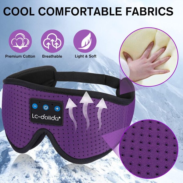 LC-dolida Auriculares para dormir, máscara de dormir 3D Bluetooth inalámbrica con música, audífonos para dormir de lado, máscara de dormir con auriculares Bluetooth altavoces estéreo ultrafinos - Image 55