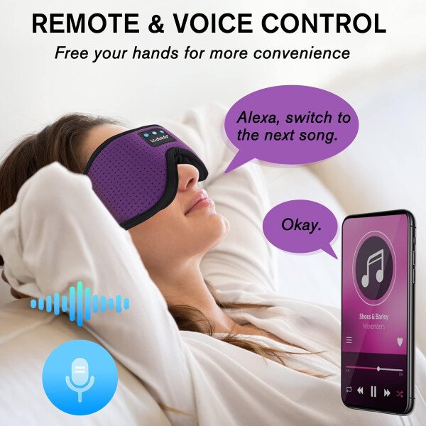 LC-dolida Auriculares para dormir, máscara de dormir 3D Bluetooth inalámbrica con música, audífonos para dormir de lado, máscara de dormir con auriculares Bluetooth altavoces estéreo ultrafinos - Image 56
