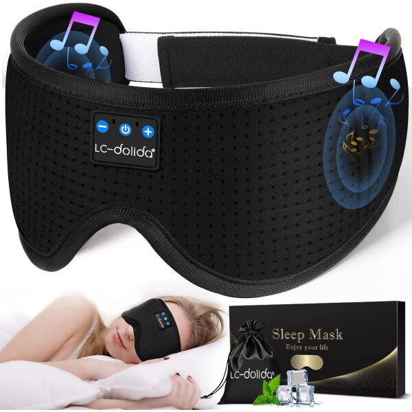 LC-dolida Auriculares para dormir, máscara de dormir 3D Bluetooth inalámbrica con música, audífonos para dormir de lado, máscara de dormir con auriculares Bluetooth altavoces estéreo ultrafinos - Image 58