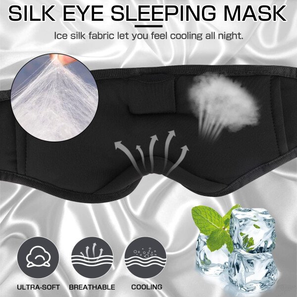 LC-dolida Auriculares para dormir, máscara de dormir 3D Bluetooth inalámbrica con música, audífonos para dormir de lado, máscara de dormir con auriculares Bluetooth altavoces estéreo ultrafinos - Image 59