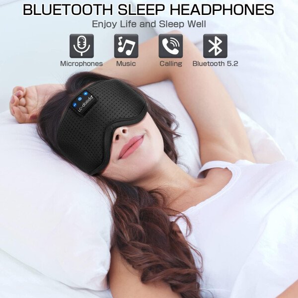 LC-dolida Auriculares para dormir, máscara de dormir 3D Bluetooth inalámbrica con música, audífonos para dormir de lado, máscara de dormir con auriculares Bluetooth altavoces estéreo ultrafinos - Image 61