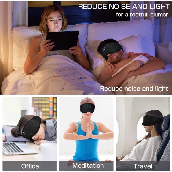 LC-dolida Auriculares para dormir, máscara de dormir 3D Bluetooth inalámbrica con música, audífonos para dormir de lado, máscara de dormir con auriculares Bluetooth altavoces estéreo ultrafinos - Image 63