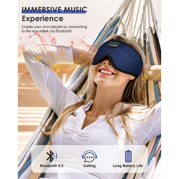 LC-dolida Auriculares para dormir, máscara de dormir 3D Bluetooth inalámbrica con música, audífonos para dormir de lado, máscara de dormir con auriculares Bluetooth altavoces estéreo ultrafinos - Image 67