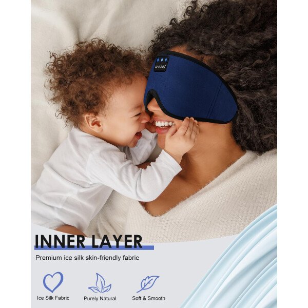 LC-dolida Auriculares para dormir, máscara de dormir 3D Bluetooth inalámbrica con música, audífonos para dormir de lado, máscara de dormir con auriculares Bluetooth altavoces estéreo ultrafinos - Image 68