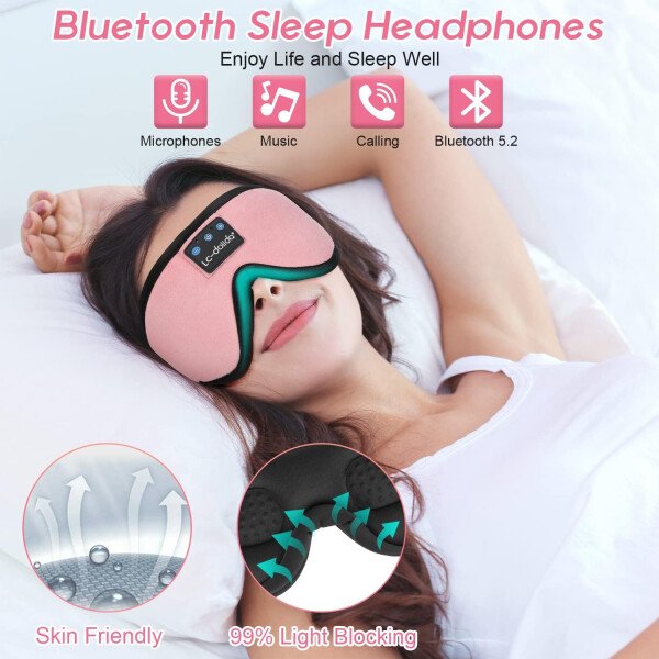 LC-dolida Auriculares para dormir, máscara de dormir 3D Bluetooth inalámbrica con música, audífonos para dormir de lado, máscara de dormir con auriculares Bluetooth altavoces estéreo ultrafinos - Image 73