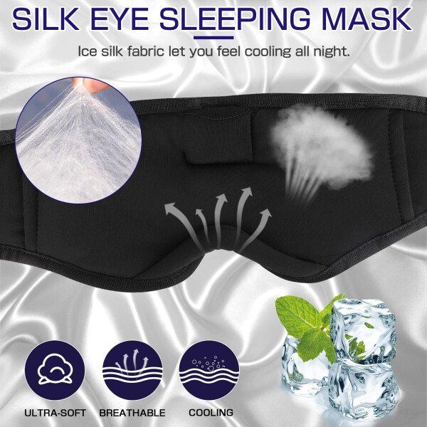 LC-dolida Auriculares para dormir, máscara de dormir 3D Bluetooth inalámbrica con música, audífonos para dormir de lado, máscara de dormir con auriculares Bluetooth altavoces estéreo ultrafinos - Image 89