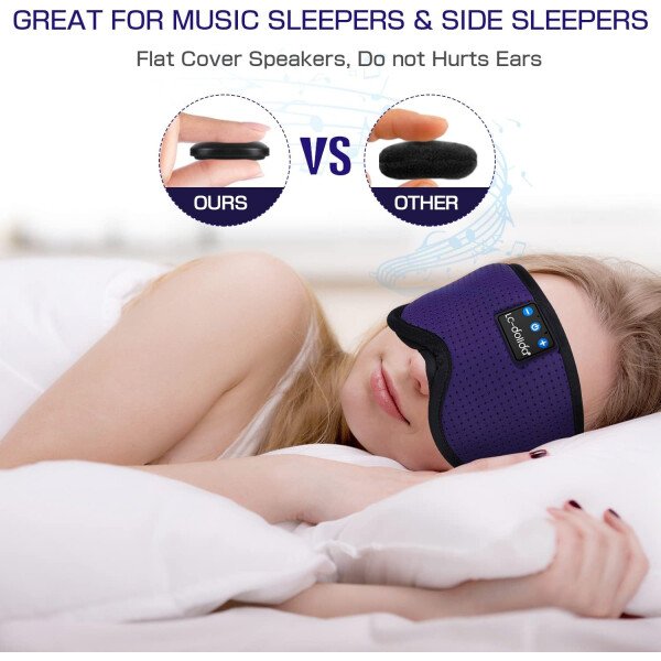LC-dolida Auriculares para dormir, máscara de dormir 3D Bluetooth inalámbrica con música, audífonos para dormir de lado, máscara de dormir con auriculares Bluetooth altavoces estéreo ultrafinos - Image 90