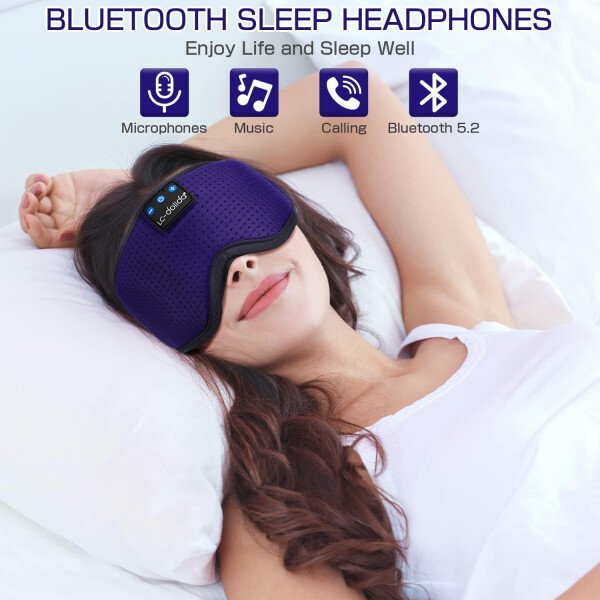 LC-dolida Auriculares para dormir, máscara de dormir 3D Bluetooth inalámbrica con música, audífonos para dormir de lado, máscara de dormir con auriculares Bluetooth altavoces estéreo ultrafinos - Image 91