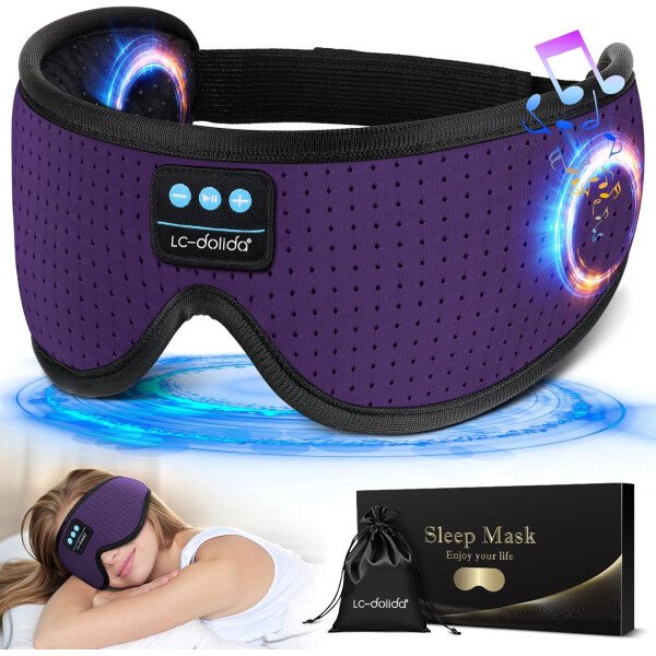LC-dolida Auriculares para dormir, máscara de dormir 3D Bluetooth inalámbrica con música, audífonos para dormir de lado, máscara de dormir con auriculares Bluetooth altavoces estéreo ultrafinos - Image 94