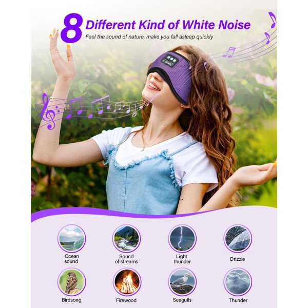 LC-dolida Auriculares para dormir, máscara de dormir 3D Bluetooth inalámbrica con música, audífonos para dormir de lado, máscara de dormir con auriculares Bluetooth altavoces estéreo ultrafinos - Image 96