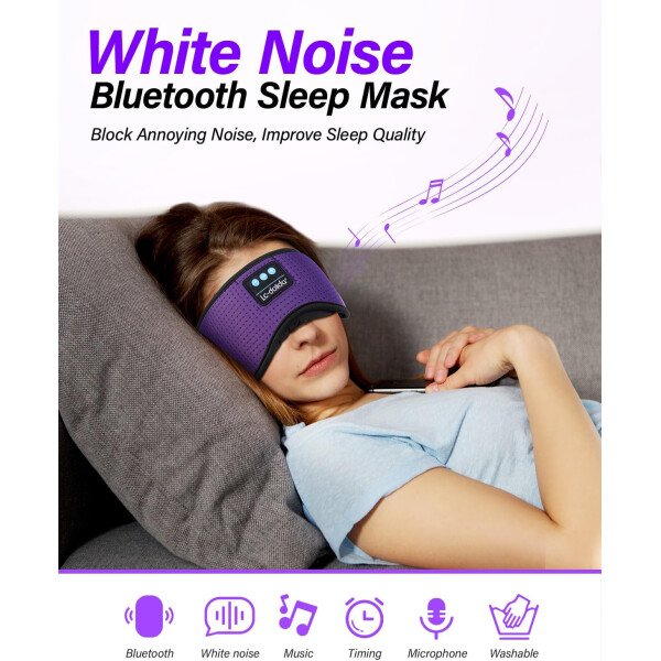 LC-dolida Auriculares para dormir, máscara de dormir 3D Bluetooth inalámbrica con música, audífonos para dormir de lado, máscara de dormir con auriculares Bluetooth altavoces estéreo ultrafinos - Image 98