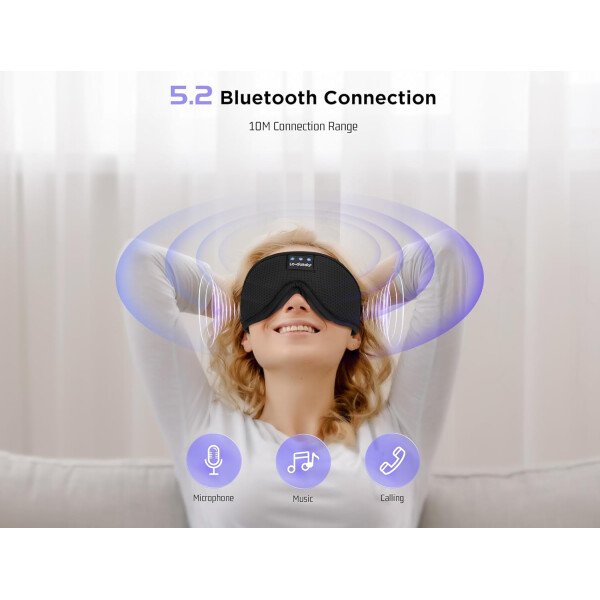 LC-dolida Auriculares para dormir, máscara de dormir 3D Bluetooth inalámbrica con música, audífonos para dormir de lado, máscara de dormir con auriculares Bluetooth altavoces estéreo ultrafinos - Image 105