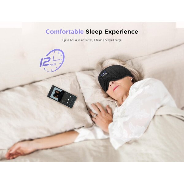 LC-dolida Auriculares para dormir, máscara de dormir 3D Bluetooth inalámbrica con música, audífonos para dormir de lado, máscara de dormir con auriculares Bluetooth altavoces estéreo ultrafinos - Image 108