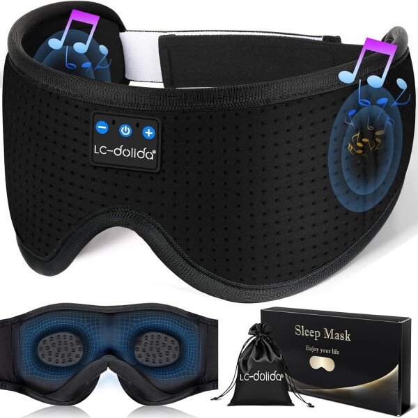 LC-dolida Auriculares para dormir, máscara de dormir 3D Bluetooth inalámbrica con música, audífonos para dormir de lado, máscara de dormir con auriculares Bluetooth altavoces estéreo ultrafinos - Image 116