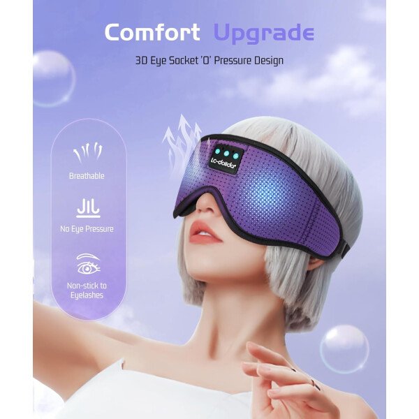 LC-dolida Auriculares para dormir, máscara de dormir 3D Bluetooth inalámbrica con música, audífonos para dormir de lado, máscara de dormir con auriculares Bluetooth altavoces estéreo ultrafinos - Image 124