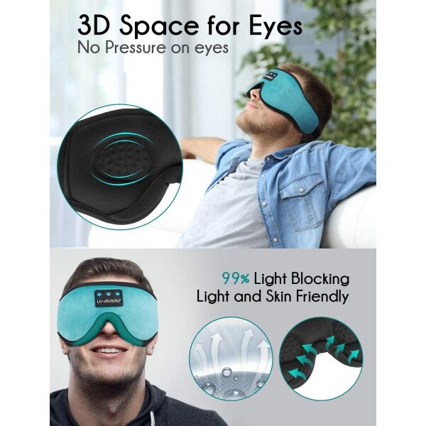 LC-dolida Auriculares para dormir, máscara de dormir 3D Bluetooth inalámbrica con música, audífonos para dormir de lado, máscara de dormir con auriculares Bluetooth altavoces estéreo ultrafinos - Image 130