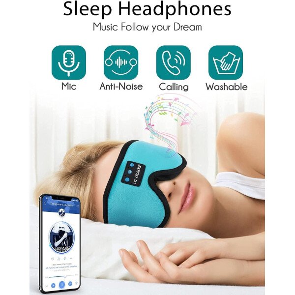 LC-dolida Auriculares para dormir, máscara de dormir 3D Bluetooth inalámbrica con música, audífonos para dormir de lado, máscara de dormir con auriculares Bluetooth altavoces estéreo ultrafinos - Image 132