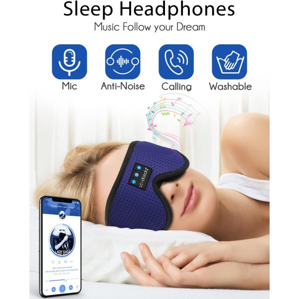LC-dolida Auriculares para dormir, máscara de dormir 3D Bluetooth inalámbrica con música, audífonos para dormir de lado, máscara de dormir con auriculares Bluetooth altavoces estéreo ultrafinos - Image 136