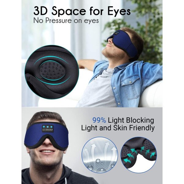 LC-dolida Auriculares para dormir, máscara de dormir 3D Bluetooth inalámbrica con música, audífonos para dormir de lado, máscara de dormir con auriculares Bluetooth altavoces estéreo ultrafinos - Image 138