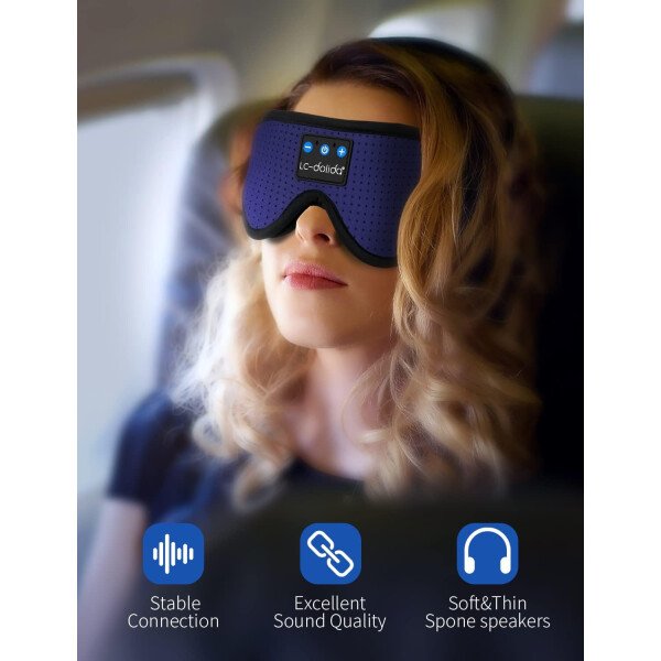 LC-dolida Auriculares para dormir, máscara de dormir 3D Bluetooth inalámbrica con música, audífonos para dormir de lado, máscara de dormir con auriculares Bluetooth altavoces estéreo ultrafinos - Image 139