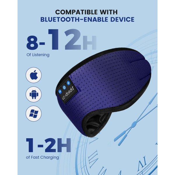 LC-dolida Auriculares para dormir, máscara de dormir 3D Bluetooth inalámbrica con música, audífonos para dormir de lado, máscara de dormir con auriculares Bluetooth altavoces estéreo ultrafinos - Image 141