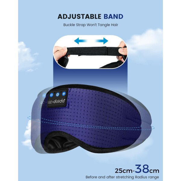 LC-dolida Auriculares para dormir, máscara de dormir 3D Bluetooth inalámbrica con música, audífonos para dormir de lado, máscara de dormir con auriculares Bluetooth altavoces estéreo ultrafinos - Image 142