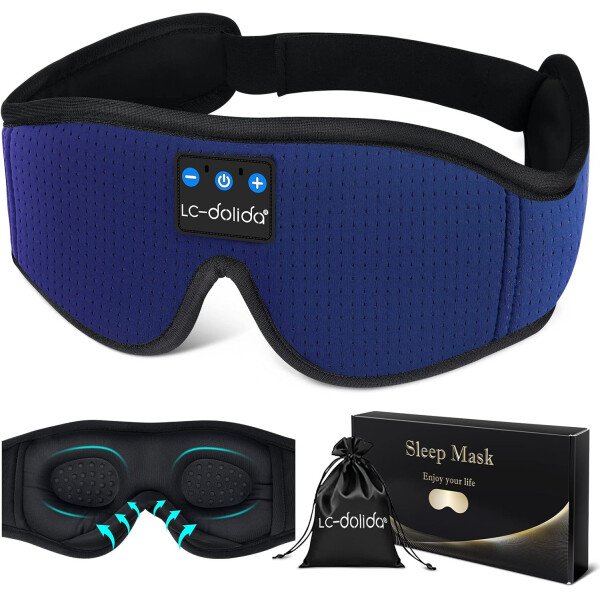 LC-dolida Auriculares para dormir, máscara de dormir 3D Bluetooth inalámbrica con música, audífonos para dormir de lado, máscara de dormir con auriculares Bluetooth altavoces estéreo ultrafinos - Image 143