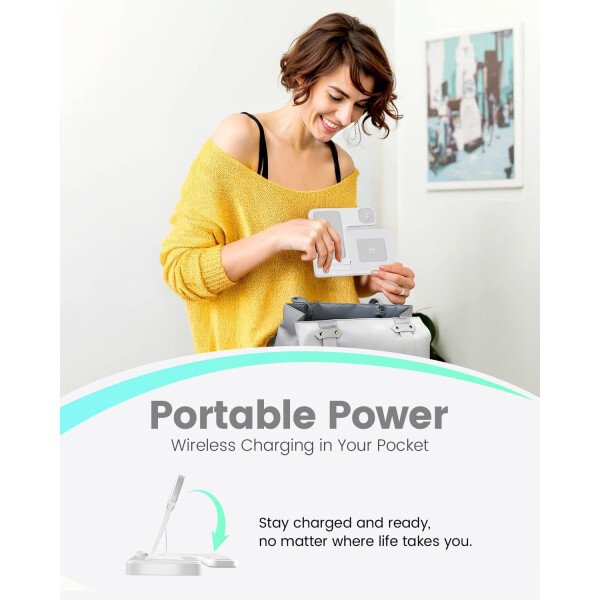 Estación de carga inalámbrica para iPhone: soporte de cargador 3 en 1, múltiples dispositivos para Apple - iPhone 16e 16 15 14 Pro Max 13 12 11 - Watch 10 9 8 7 6 5 4 3 2 SE y Ultra Series - Airpods 4 - Imagen 16