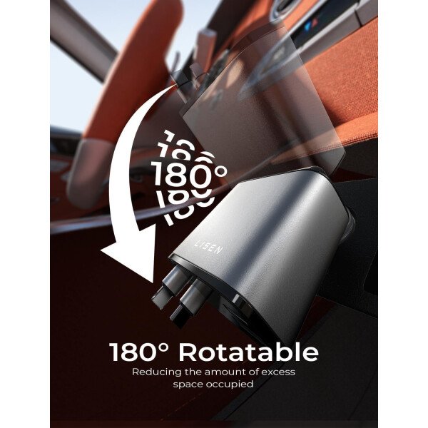 LISEN - Cargador retráctil para automóvil, adaptador de cargador de automóvil USB C de 69 W, carga rápida para iPhone 16, 15, 14, 13, 12, Samsung, gris - Imagen 7