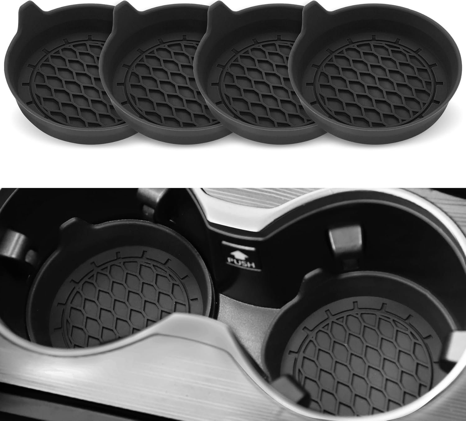 SINGARO Portavasos para automóvil, inserto de portavasos de silicona, portavasos antideslizantes universales, accesorios para el interior del automóvil para mujeres y hombres, juego de 4 unidades,