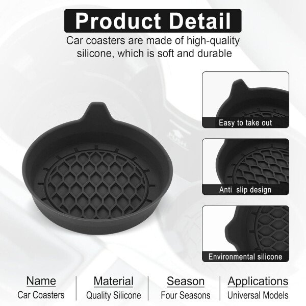 SINGARO Portavasos para automóvil, inserto de portavasos de silicona, portavasos antideslizantes universales, accesorios para el interior del automóvil para mujeres y hombres, juego de 4 unidades, - Imagen 3