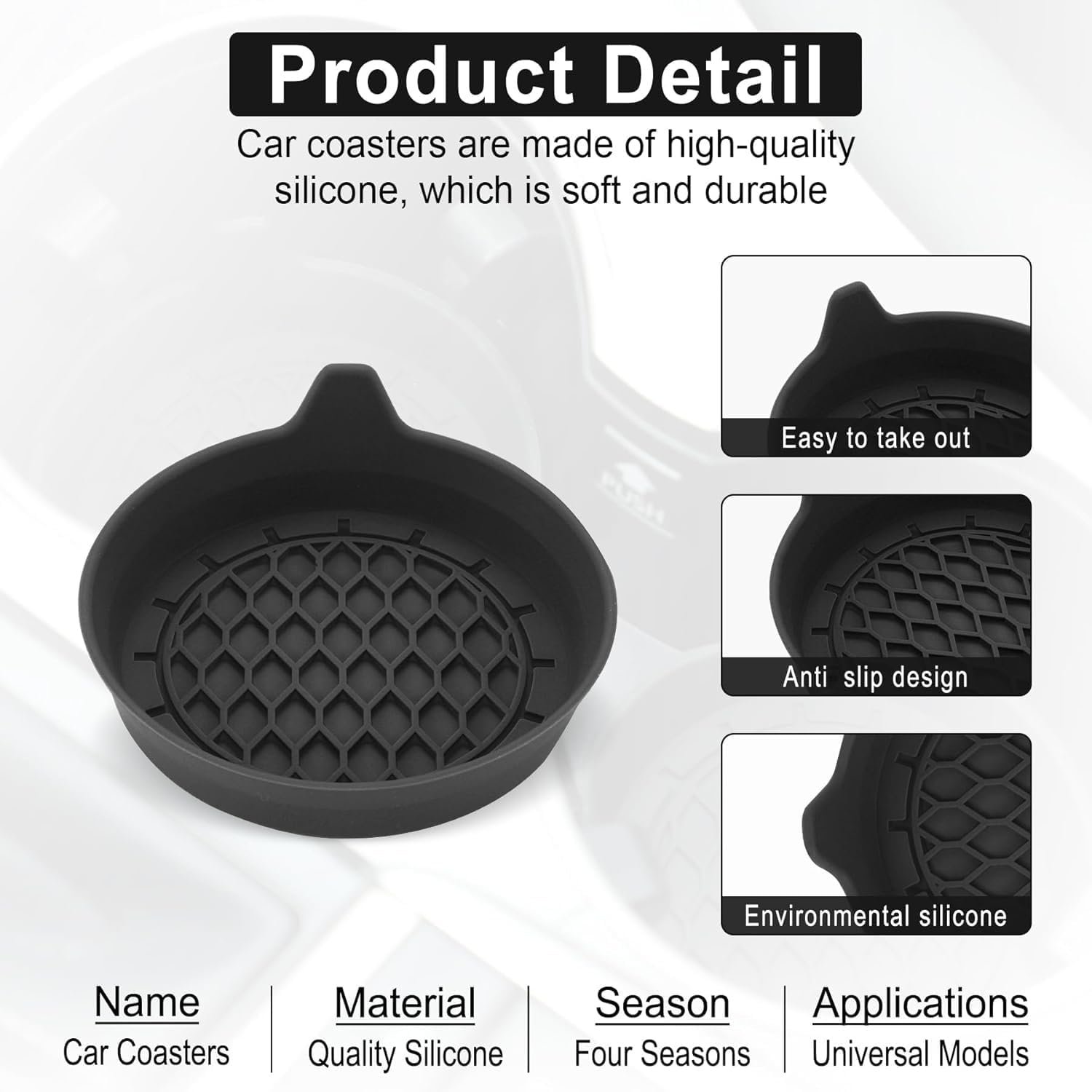SINGARO Portavasos para automóvil, inserto de portavasos de silicona, portavasos antideslizantes universales, accesorios para el interior del automóvil para mujeres y hombres, juego de 4 unidades, - Imagen 3