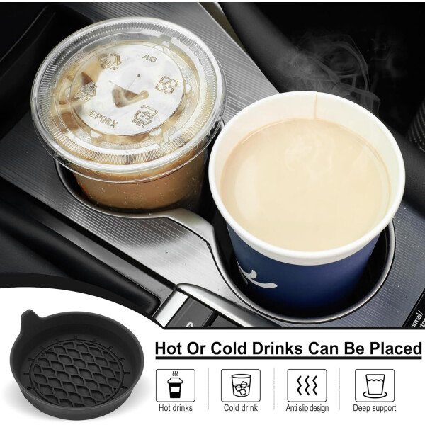 SINGARO Portavasos para automóvil, inserto de portavasos de silicona, portavasos antideslizantes universales, accesorios para el interior del automóvil para mujeres y hombres, juego de 4 unidades, - Imagen 5